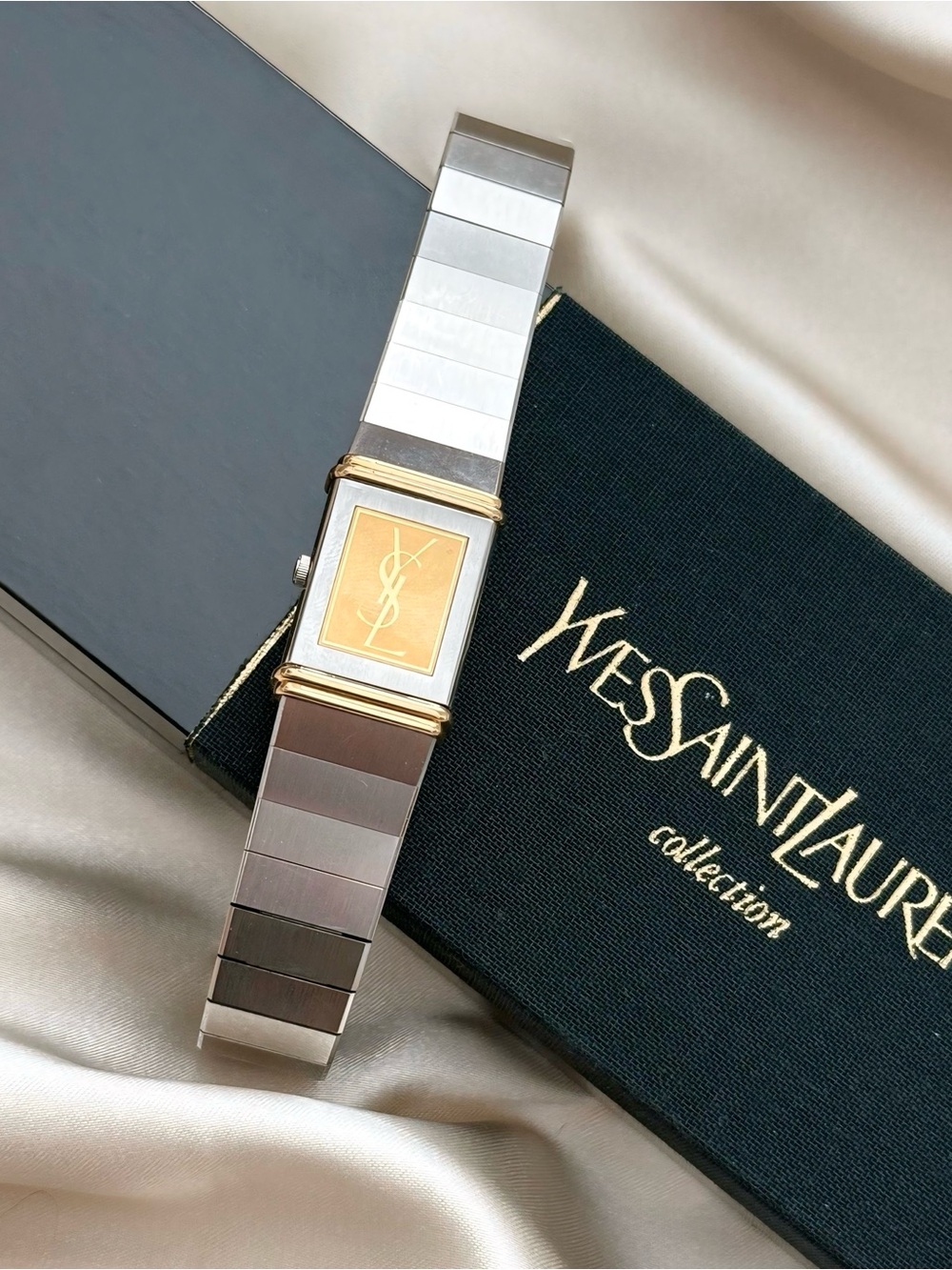 AUTHENTIC RARE VINTAGE YVES SAINT LAURENT REVERSO WATCH - WITH BOX